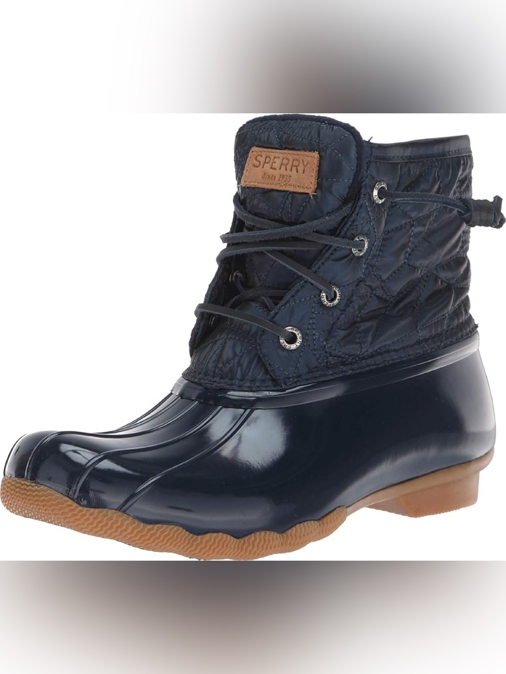 EUC Sperry Navy Quilted Lace-Up Waterproof Boot with Gum Outsole